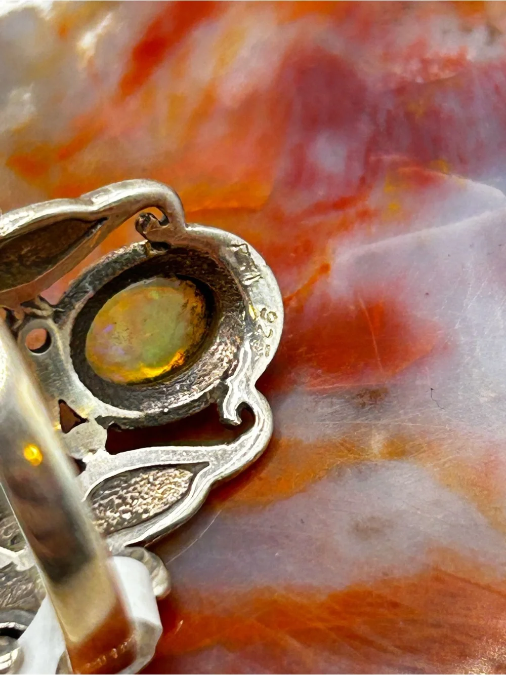 Sterling Silver Ring with Ethiopian Opal - Size 8